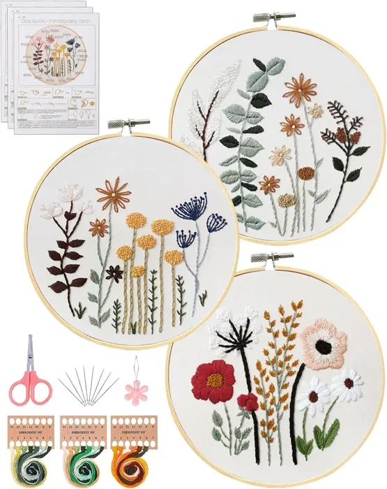 Santune Floral Embroidery Kit Three Sets