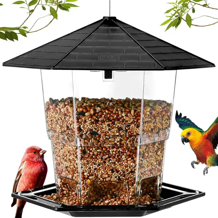 Jealoeur Retractable Wild Bird Feeder, Black