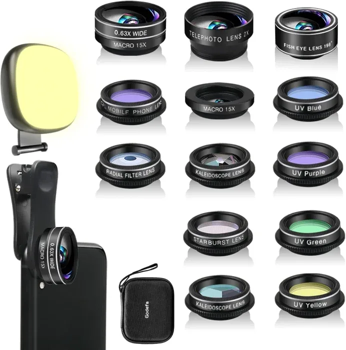 Godefa Phone Lens Kit with Selfie Light