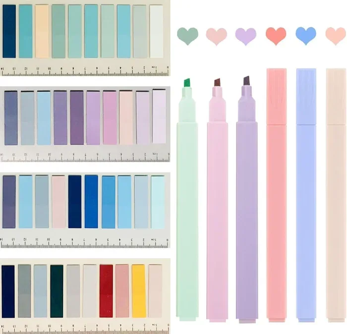 Morandi Book Tabs and Highlighters 800-Piece Set