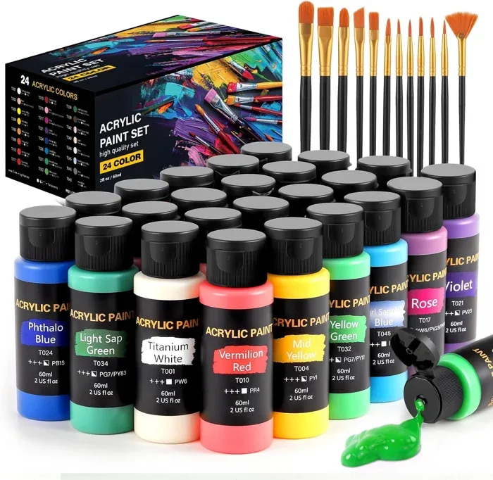 TMOL 24-Colour Acrylic Paint and Brush Set
