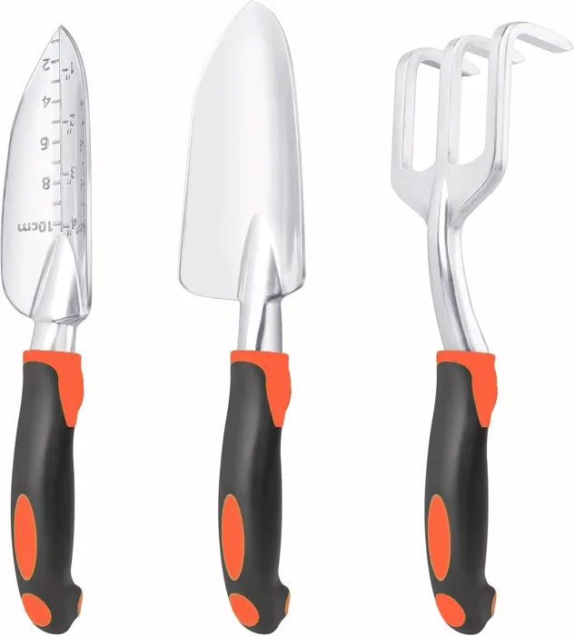 Orange Three Piece Garden Hand Tool Set