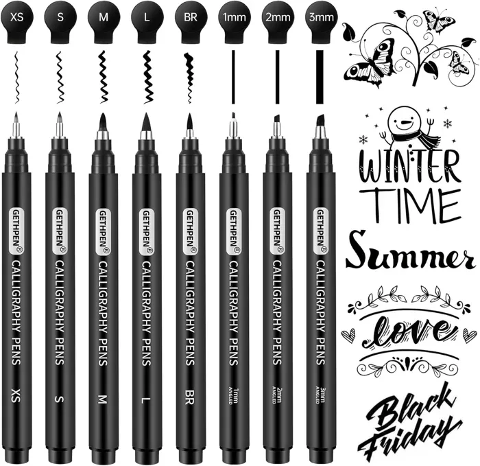 GETHPEN Calligraphy Brush Pen Set Black Archival Ink