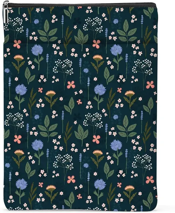 Wildflower Pattern Book Sleeve with Front Pocket