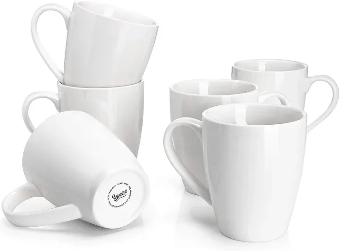 Sweese White Porcelain Coffee Mugs Set of 6