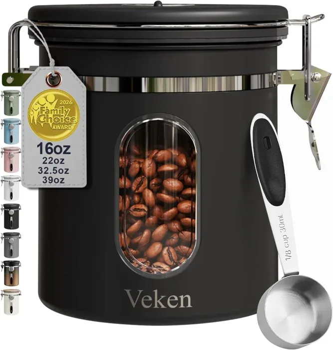 Veken 16oz Airtight Stainless Steel Coffee Canister