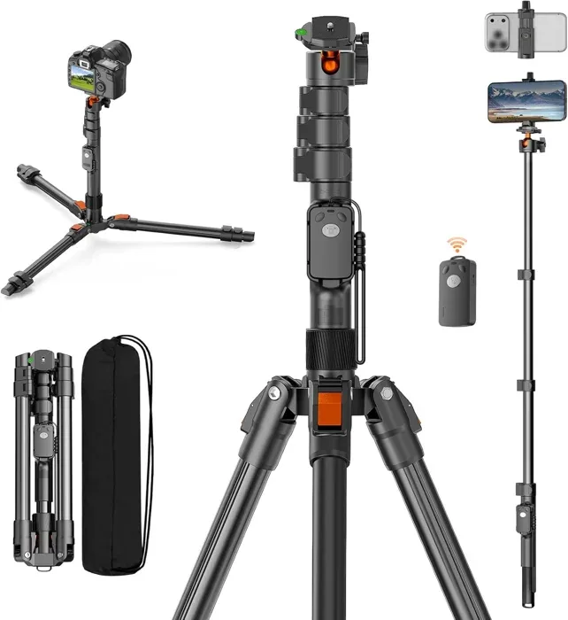 XXZU 75-Inch Aluminium Camera and Phone Tripod with Remote