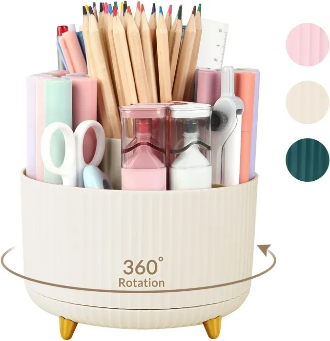 SKYDUE Five-Compartment Rotating Pen Organiser