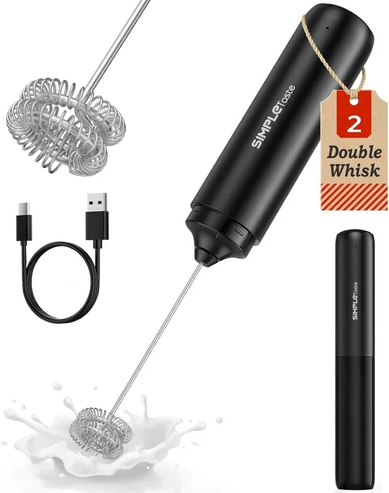 SIMPLETASTE Rechargeable Dual Coil Milk Frother