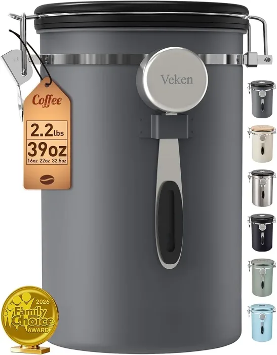 Veken 39oz Large Airtight Stainless Steel Coffee Canister