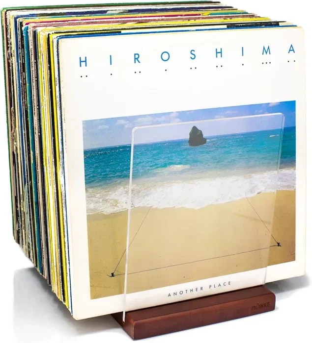 Brown Record Holder with V Groove Sections