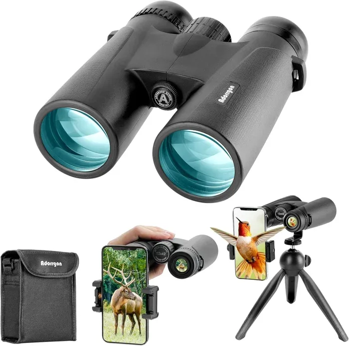 Adorrgon 12x42 Binoculars with Phone Adapter and Tripod