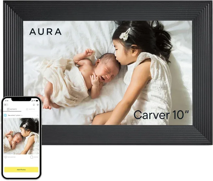 Aura Carver 10-Inch HD Digital Picture Frame Black