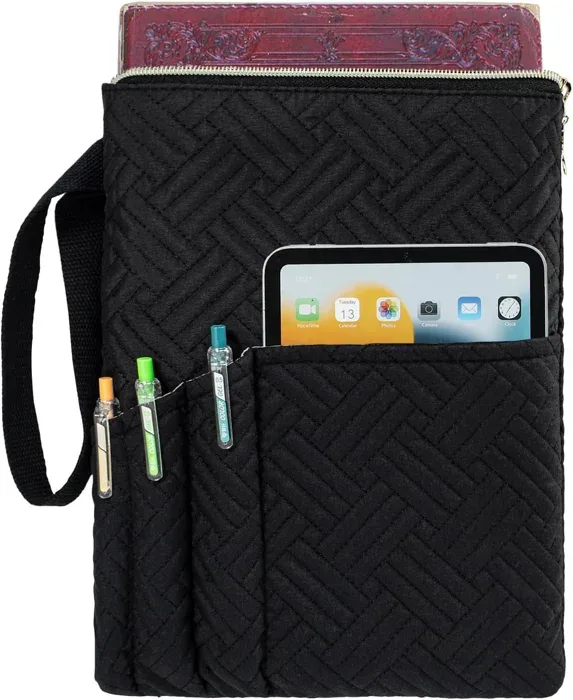 APLUFINE Quilted Velvet Padded Book Sleeve with Handle