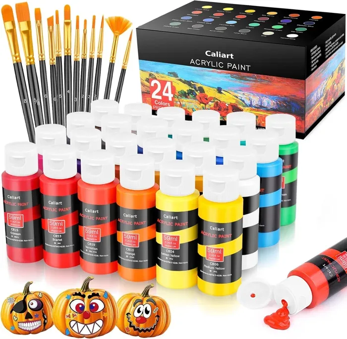 Caliart 24-Colour Acrylic Paint and Brush Set