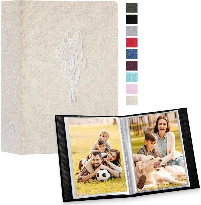 Lanpn Small Linen 4x6 Top-Loader Photo Album 2-Pack Beige