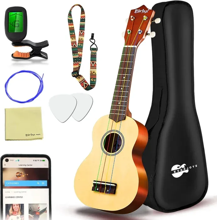 Everjoys Soprano Ukulele Beginner Kit 21 Inch